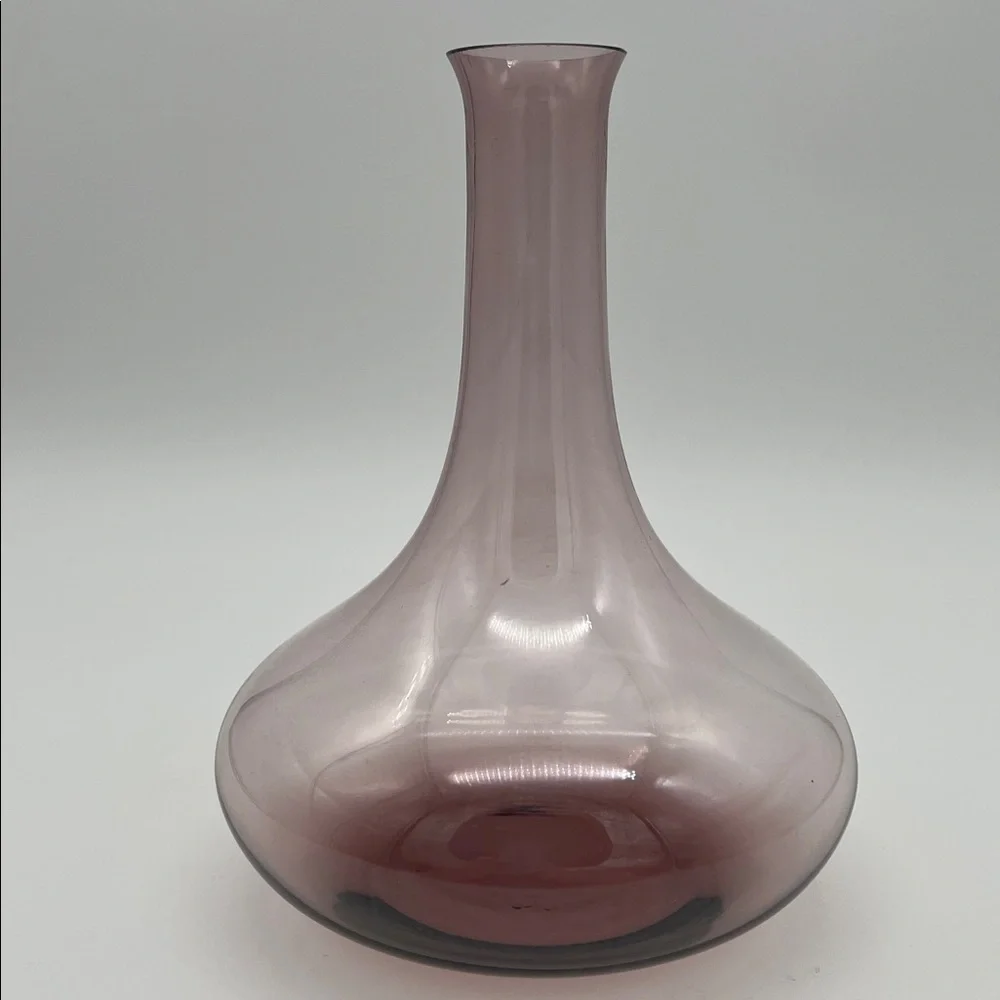 Vintage MCM Amethyst Hand Blown Art Glass Vase Carafe Decanter Ombré 8.5”
